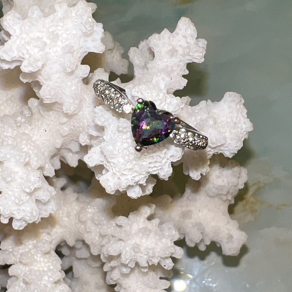 Faux Alexandrite Heart Cocktail Ring